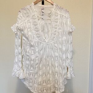 Free people 🌹White Lace Long Sleeve Blouse